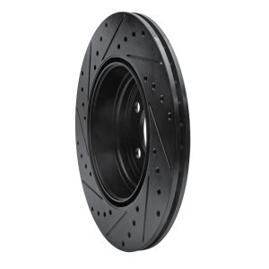 BMW 335I GT xDrive Brake Rotor (1) - Rear Right - R1 Concepts - Drilled & Slotted - Black - `12-`20